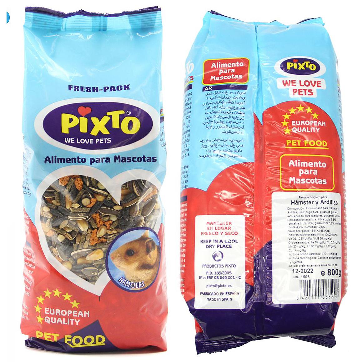 Pienso Alimento Hamster 800g Completo Comida con Formula Alta Energía Material Natural Receta Equilibrada