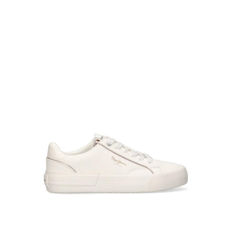 Zapatillas Basico Pepe Jeans - Mujer - Suela Plana - Modelo Pls31542 - Color Blanco