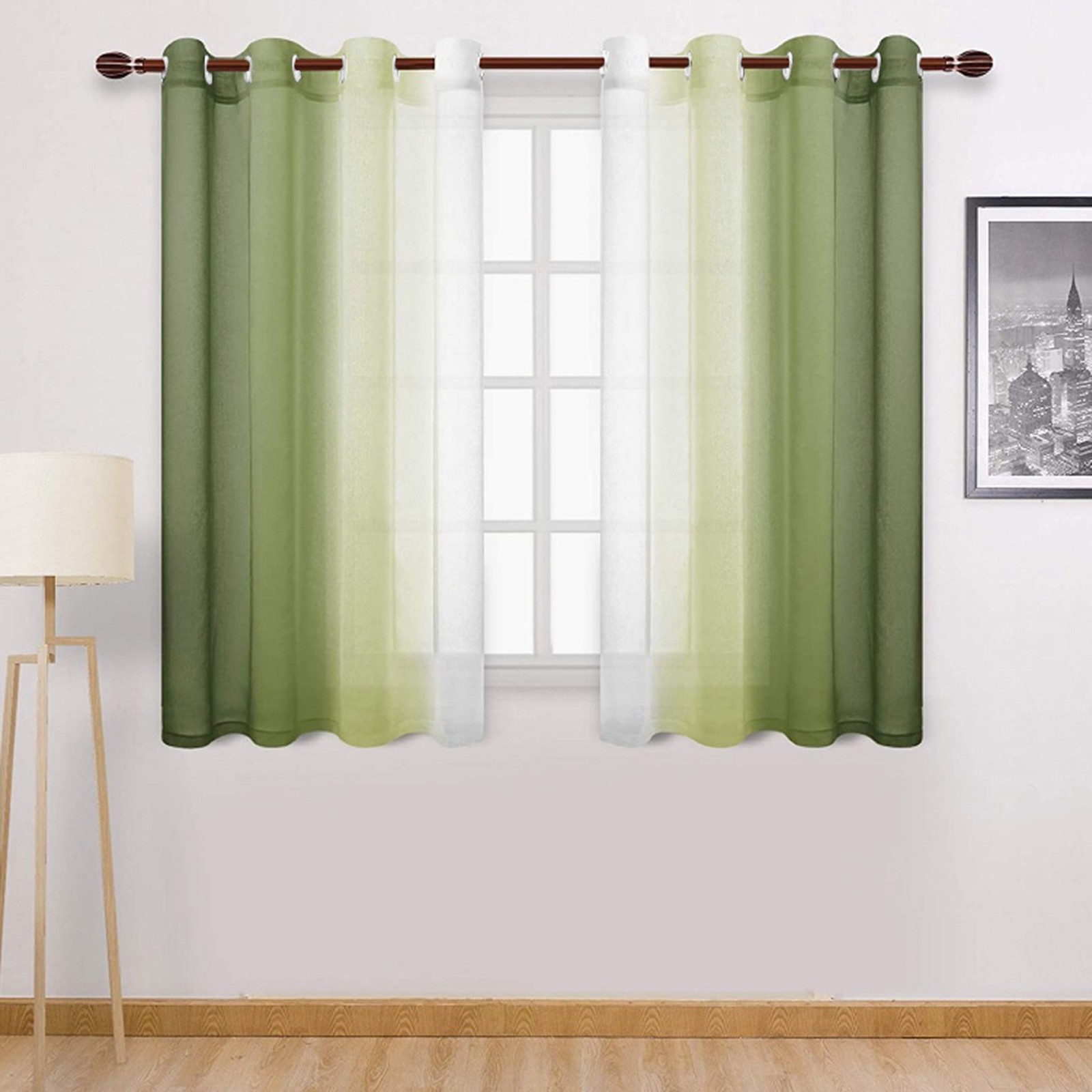 TK Cortinas De Ventana Gradiente Semi Transparentes Para Dormitorio Y Sala De Estar Bloqueo De Calor Sin Capa Doble Material Poliéster Modernas