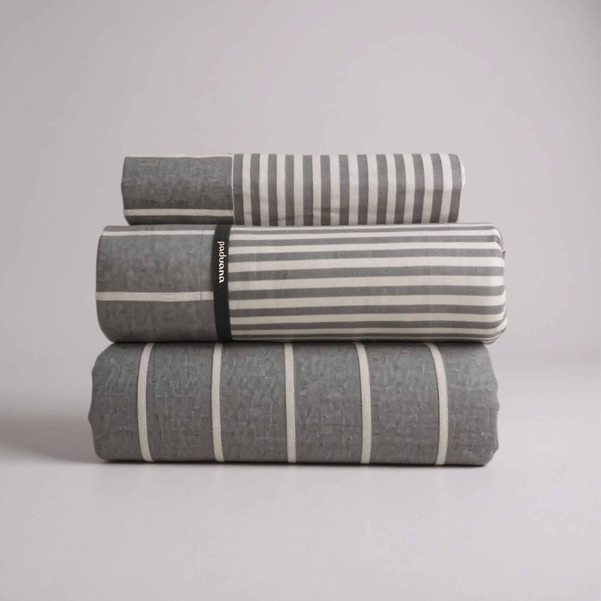Sábanas Franela Modelo Adara, 100% algodón Natural, Color Gris, Para Cama de 90, 105, 135 y 150, Invierno, Marca Paduana.