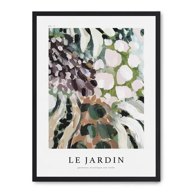 Lámina con marco negro LE JARDIN VI 21x30 cm, Póster impreso en papel de primera calidad de 180gr, montado sobre marco de madera MDF acabado en negro., Arte - Pinturas