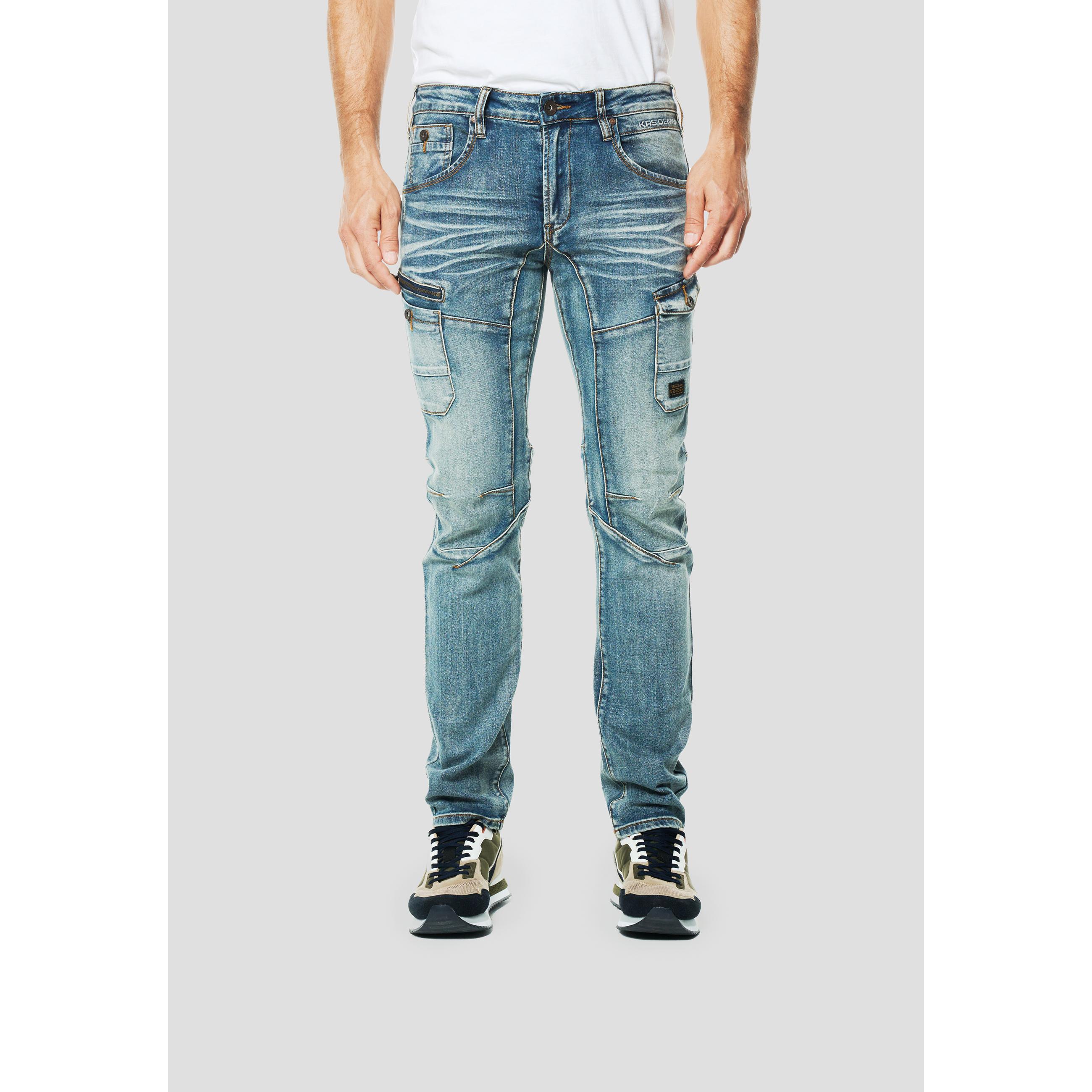 Koroshi - Pantalón vaquero Koroshi Pantalón Vaquero Jeans Regular Azul Claro con cortes estratégicos, 70% algodón y 3% viscosa para street style y oficina casual