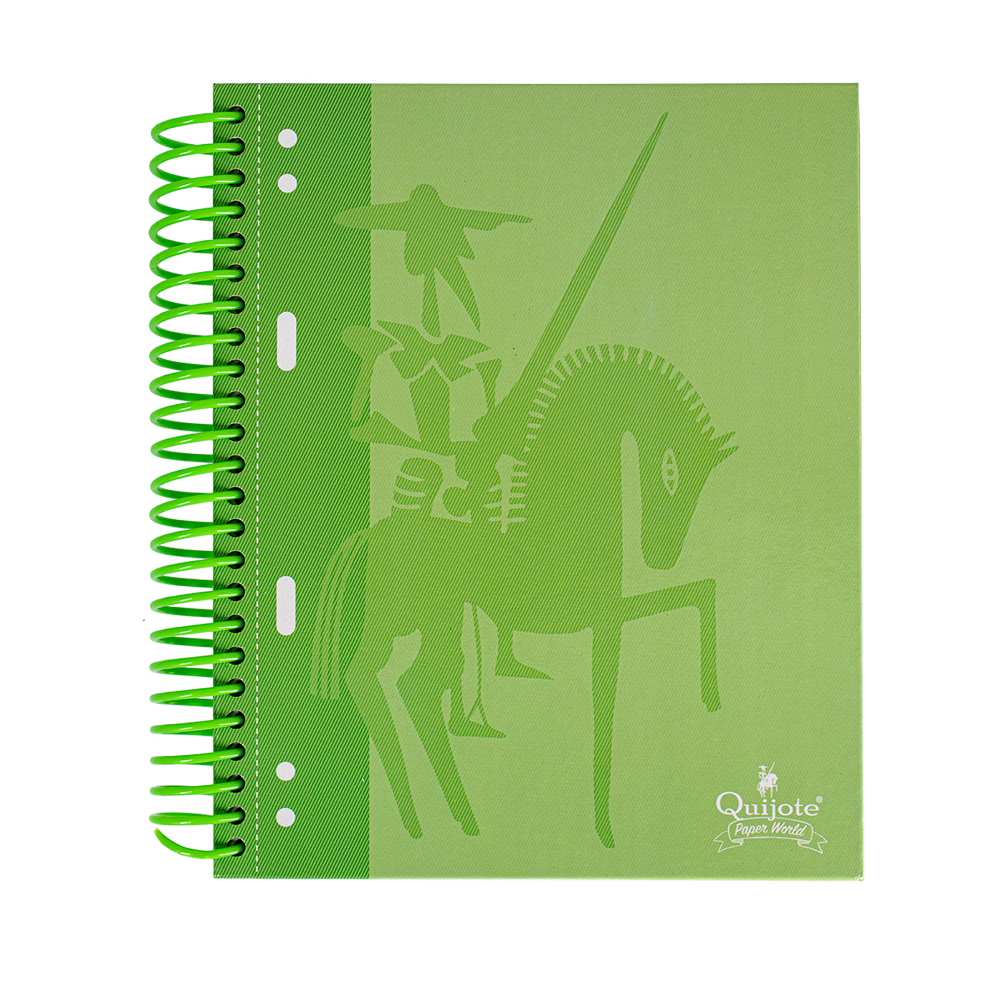 Quijote Paper World Cuaderno A5 Tapa dura de cartón. Hojas con perforaciones y bordes de colores.