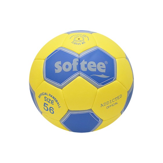 balón balonmano softee addicted color amarillo/azul tamaño 2