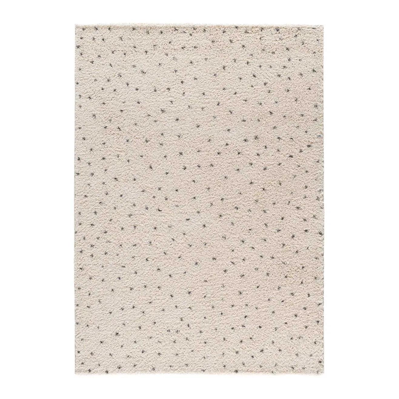 ATTICGO Alfombra interior shaggy moderna en crema/negro - LUSH DOTTIE | 80x150, 120x180, 140x200, 160x230, 200x290 cm