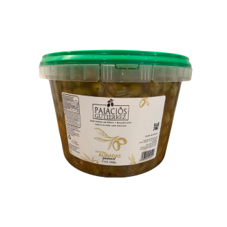 PALACIOS GUTIERREZ PALACIOS GUTIERREZ Aceitunas Partidas Aliñadas | Cubo Plástico 4500 Gramos