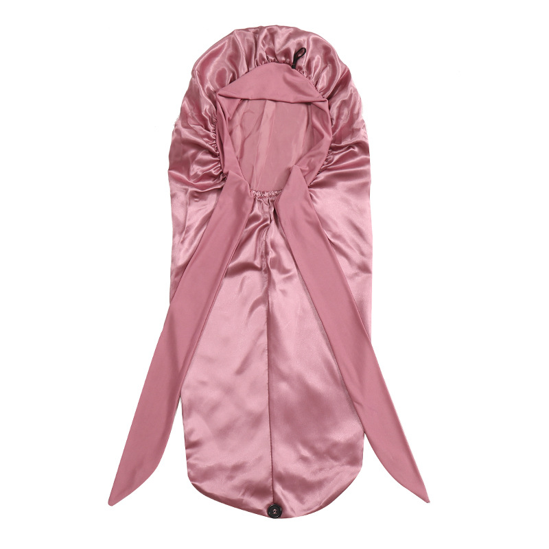 Gorro de dormir largo de satén para mujer con correa ajustable, gorro para el cabello