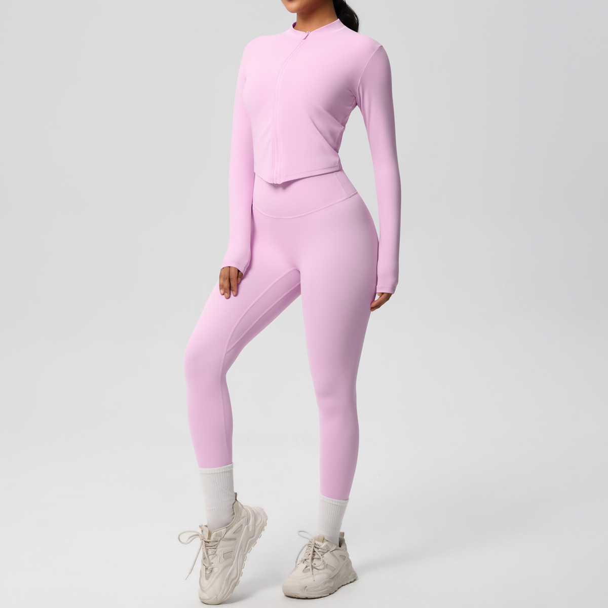 Om Home  Traje de Yoga de 2 UDS., Conjunto Deportivo de Gimnasio para Mujer, chándales para correr con Cremallera, ropa Deportiva de entrenamiento, Camisa Deportiva Larga de manga, ropa de Yoga