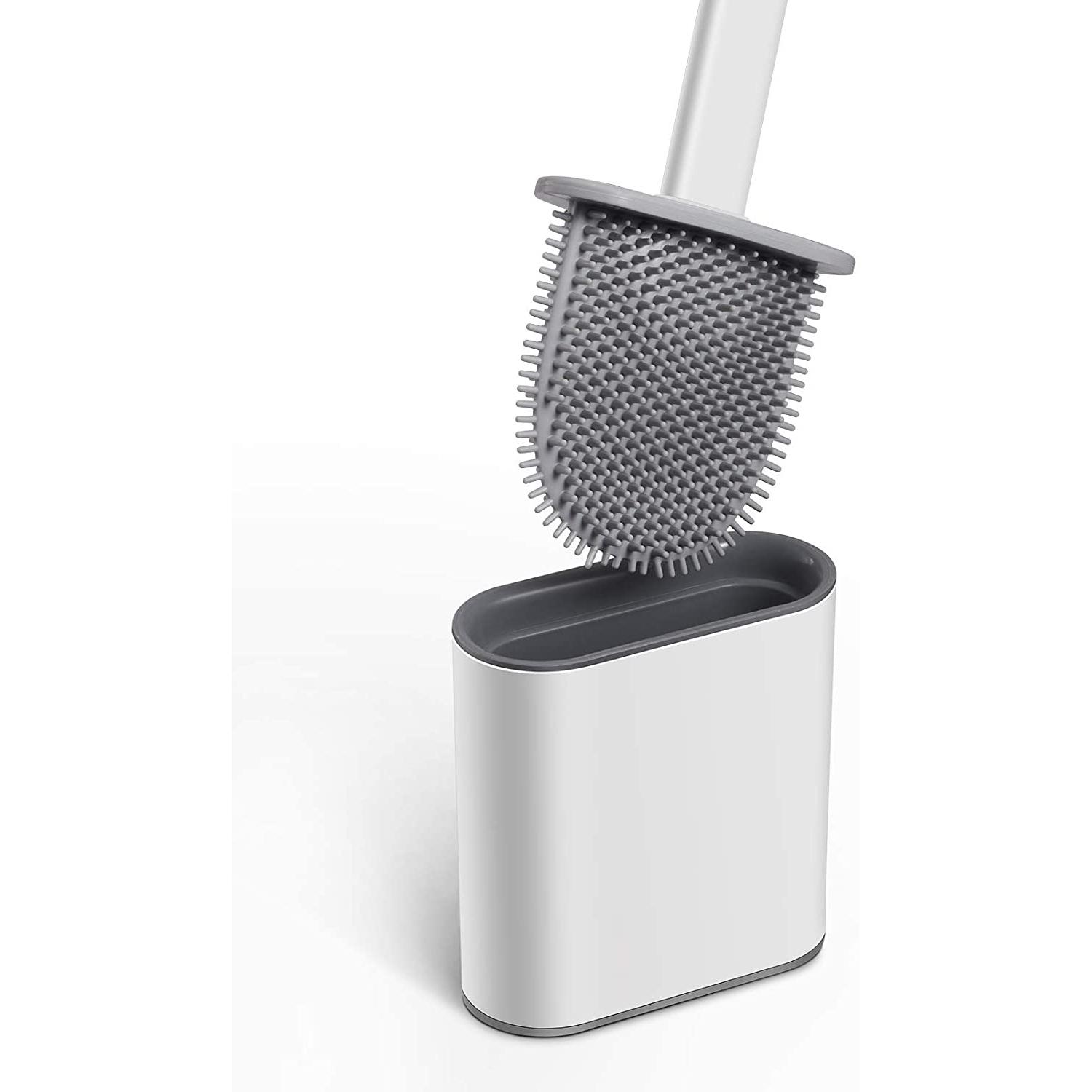 TK Aitsite-escobilla de baño de 1 piezas, escobilla de inodoro y soporte de silicona con mango largo de plástico antideslizante