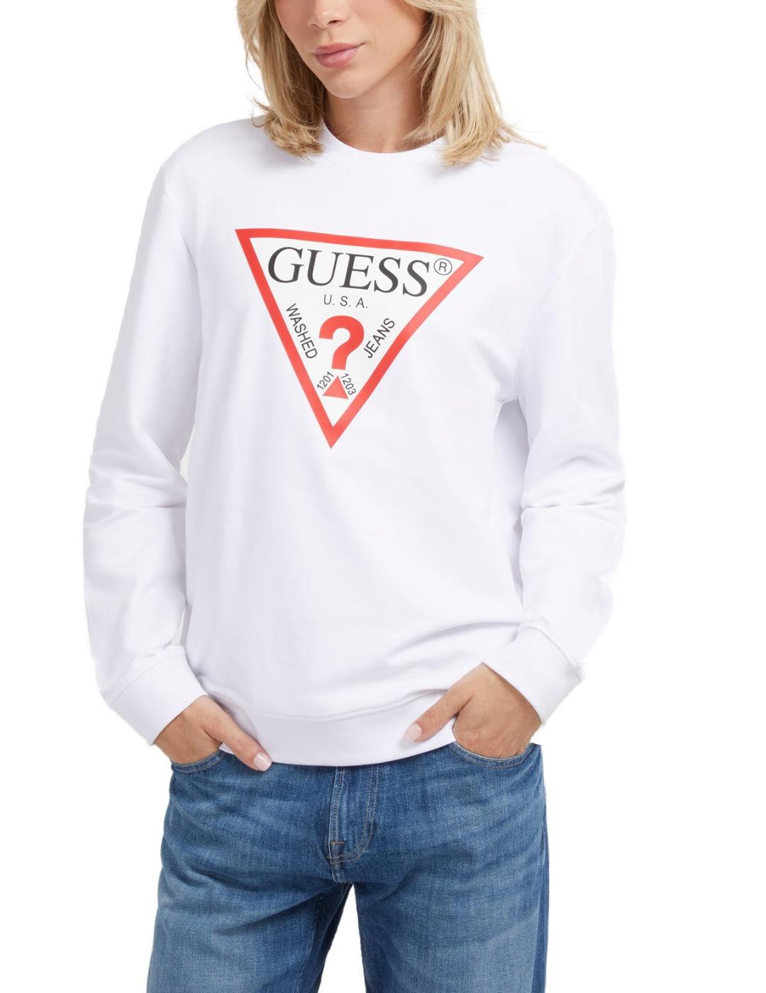 Sudadera Guess Audley blanca sin capucha para hombre