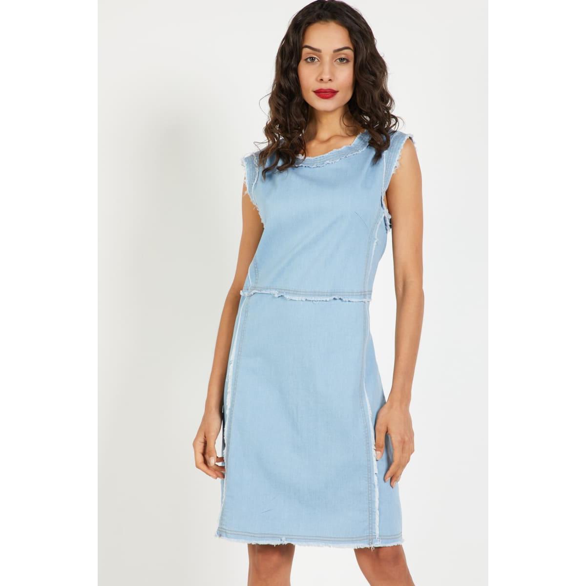 Vestido denim sin mangas acabado desflecado casual urbano - Azul claro
