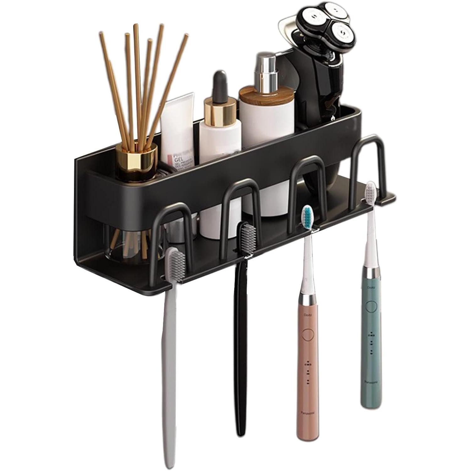 Porta Cepillo de Dientes Pared, portacepillos de Dientes, portacepillos de Dientes eléctrico para Guardar Pasta de Dientes, cepillos de Dientes y Vasos de Enjuague bucal en el Cuarto de baño