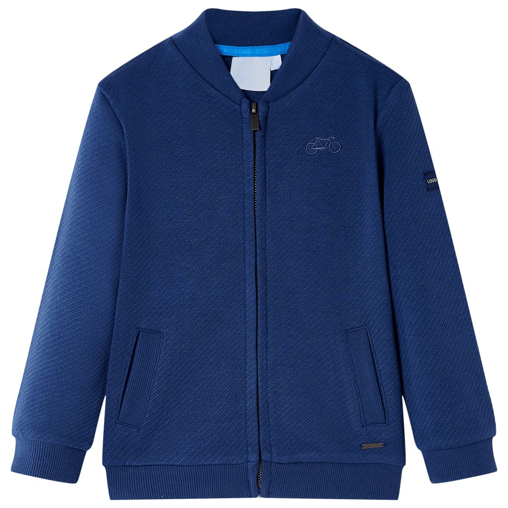 Sudadera infantil con cremallera azul marino 104 en tamaño 104 (3-4 años)/128 (7-8 años)/92 (1,5 - 2 años) y más