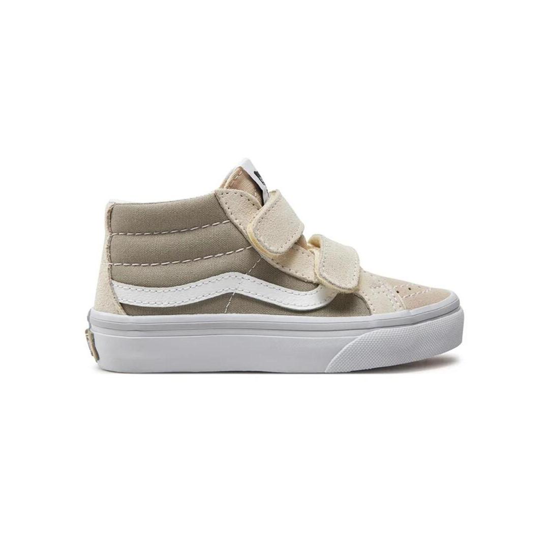 Zapatilla Niño/a Vans Sk8-Mid Beige de Ante con Velcro