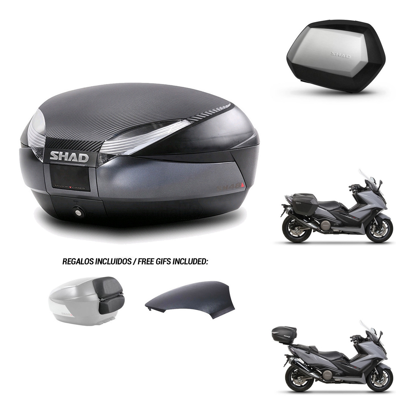 Maletas Laterales + Baul Trasero + Herraje 3P + Herraje Montaje Sh48 Sc Sh35 Premium KIT-257452