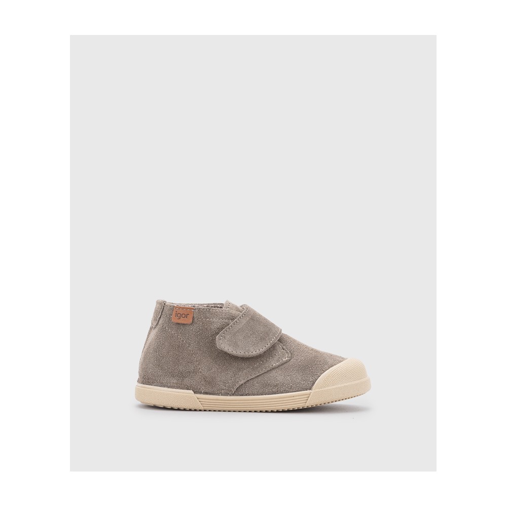 Zapatos primeros pasos bebé niño IGOR W10321-398 Botita Velcro Serraje Barefoot Topo 36396 25I