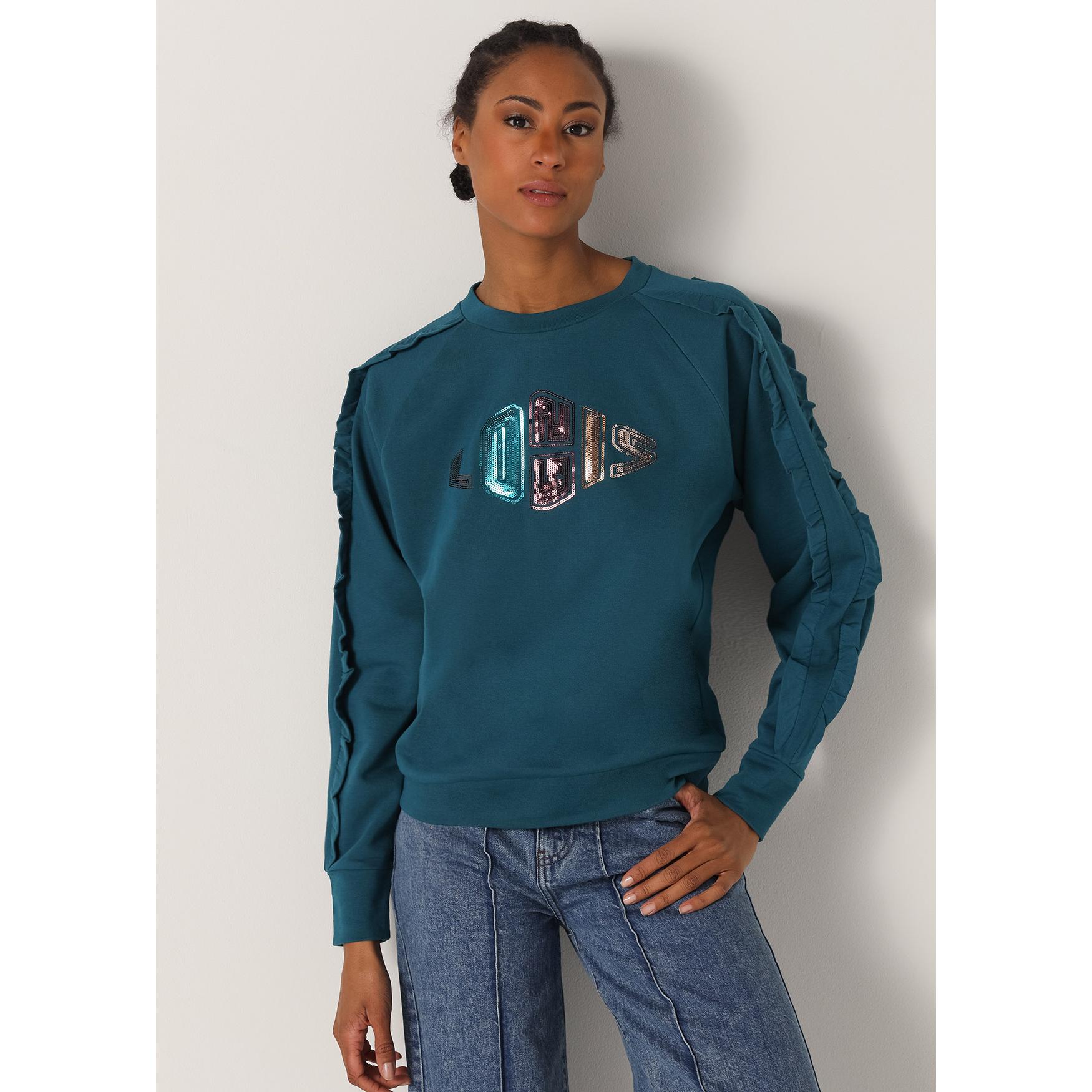 LOIS JEANS - Sudadera de cuello caja con volantes