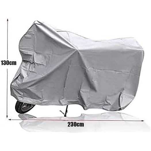 Funda Impermeable Metalizada para Moto y Scooter – Cubierta Exterior 100% Polietileno 130x230cm o 100% Poliester 140x240cm Resistente a Lluvia, Viento, Polvo y Excrementos de Aves – Protección Total contra Sol, Humedad y Suciedad
