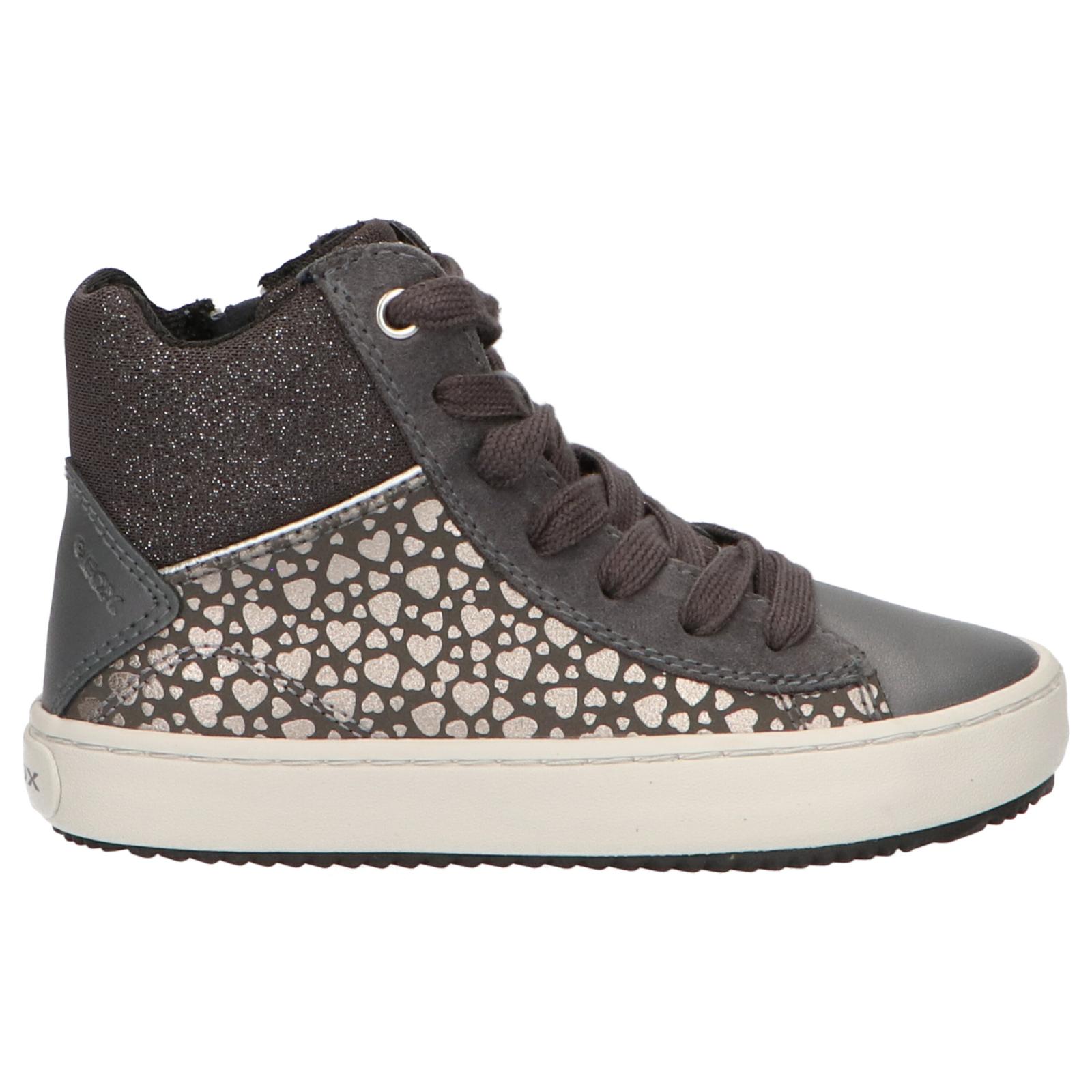 GEOX J844GD 0DHBC J KALISPERA C9002 DK GREY Girl's Boots with cushioned insole, non-slip flexible sole, and modern dark grey design, perfect for active girls in Autumn/Winter adventures.