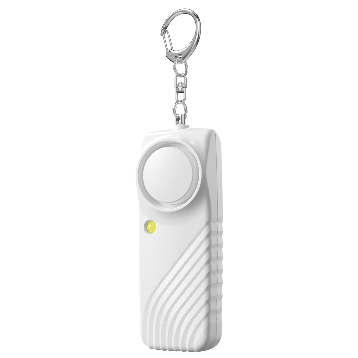 DAM Alarma SOS personal con luz LED brillante y sonido de 130dB. Pila AAA incluida y activación rápida por tirón de anilla.