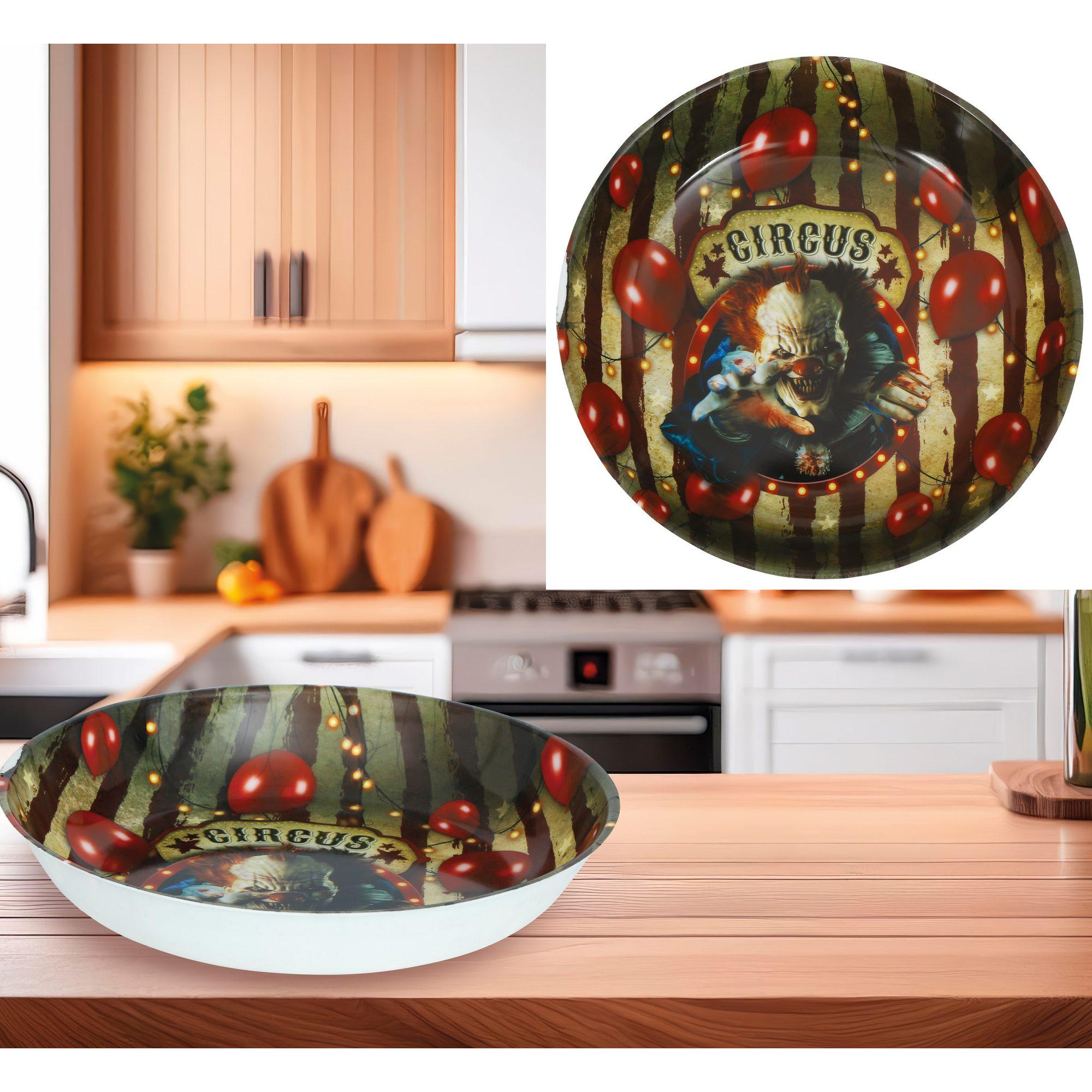 GUIRCA | Cuencos Decorativos de Halloween para Fiestas Temáticas, Diseño Terrorífico y Divertido con Motivos de Payaso, Calabaza, Salpicaduras y Mano Esqueleto, Ideal para Carnaval
