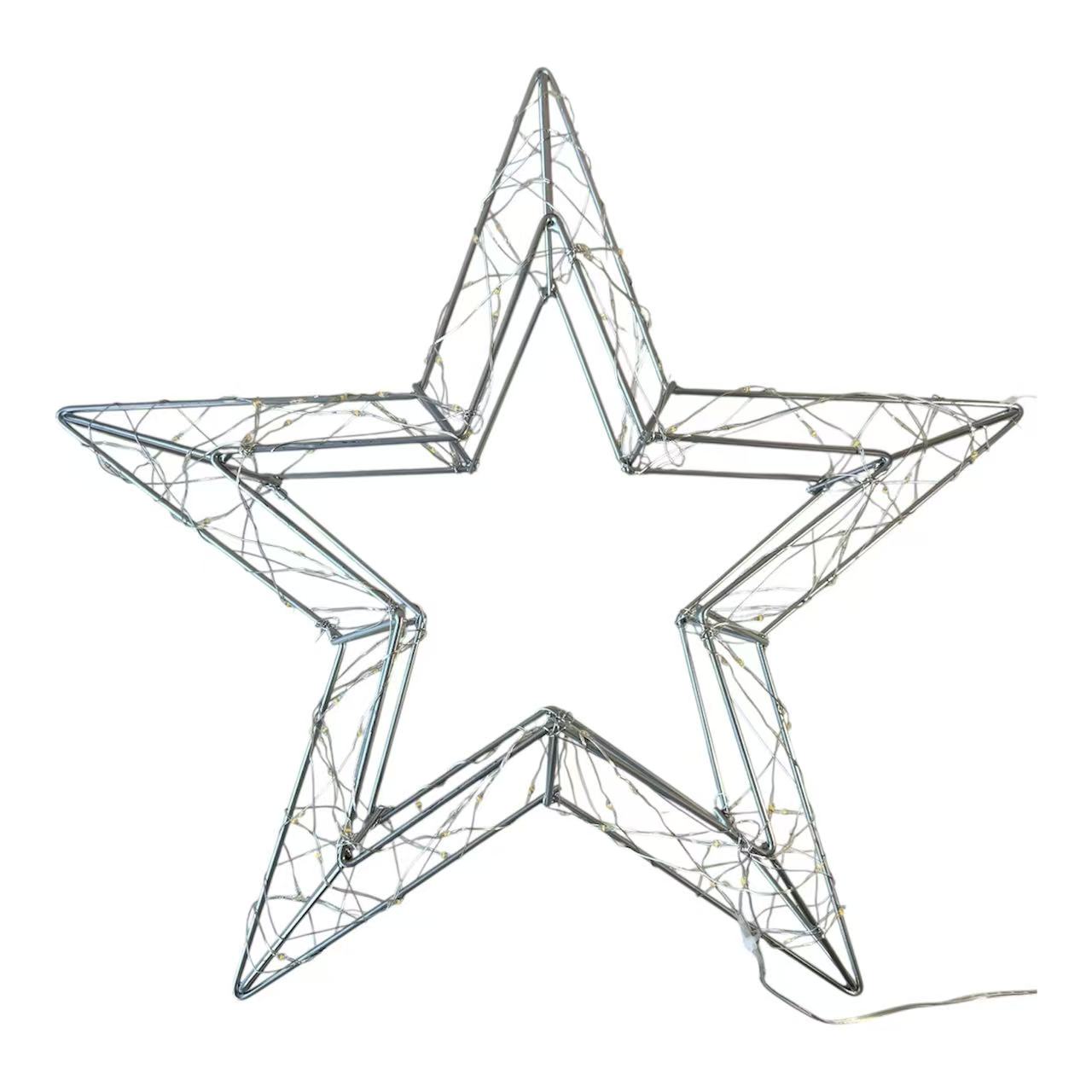 Corona, Estrella de Navidad Luminosa 3D de Metal con Luces LED Cálidas - Decoración Interior Festiva para Navidad en Plata - Gerimport
