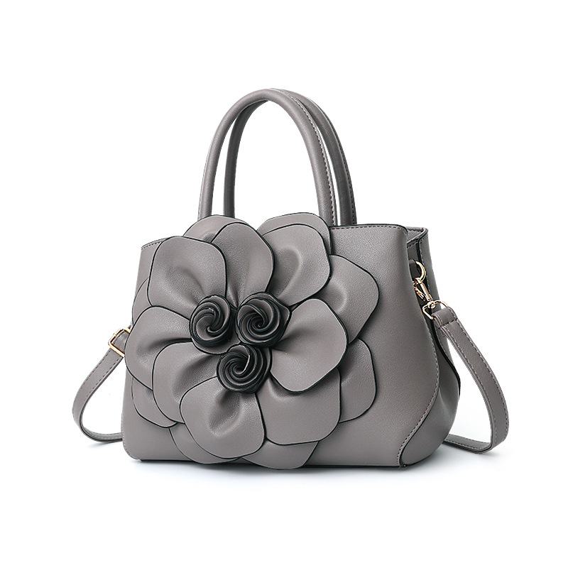 Bolso de mano con asa superior para mujer, bolso floral 3D, de piel sintética, bolso de hombro cruzado