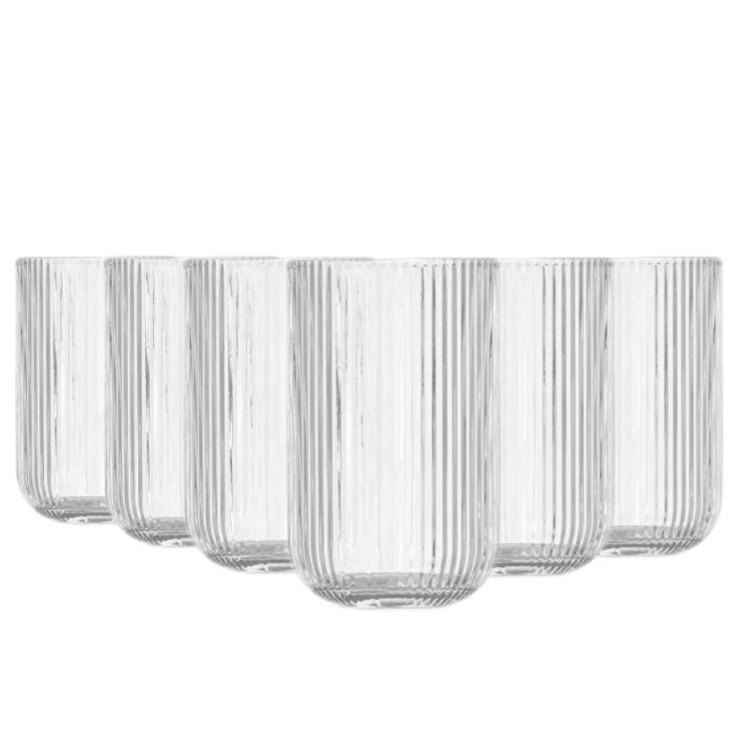 TRESV Set de 6 Vasos de Colores de cristales,Vaso de Vidrio de 270ml y 430ml ,Productos de vidrio de alta calidad,Vasos de Bebida, Alcohol y Agua, Apto para uso diario