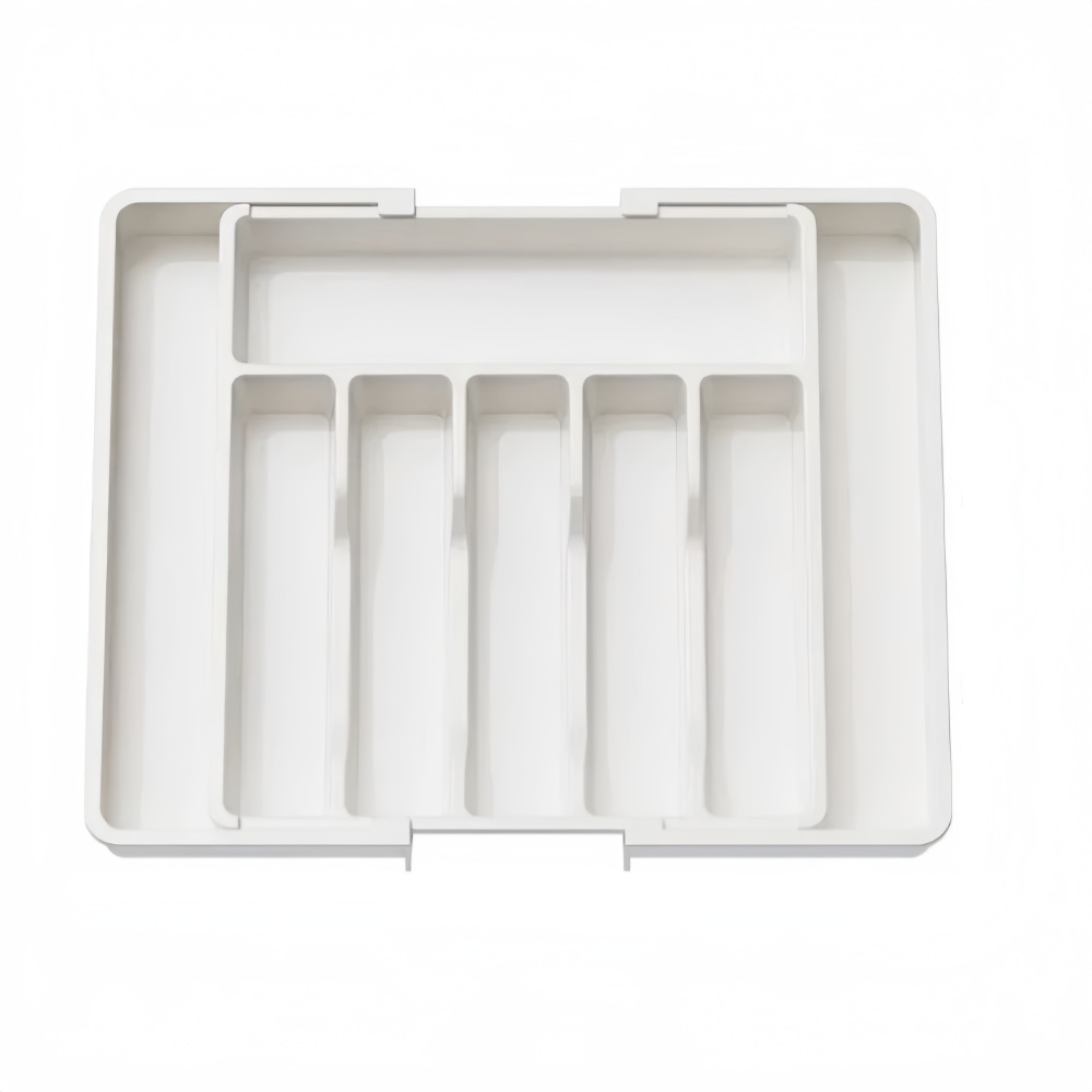 Bandeja de almacenamiento extensible con cajones, ideal para guardar vajilla，Dimensiones ajustables: de 33 a 57 x 37 x 5 cm