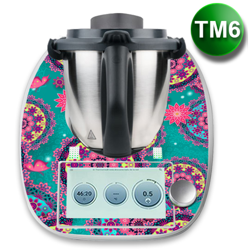 APCym Vinilo Adhesivo para  Máquina Cocinar Thermomix TM6 Modelo MANDALAS. Tabla Deslizante 60x30cm OPCIONAL.
