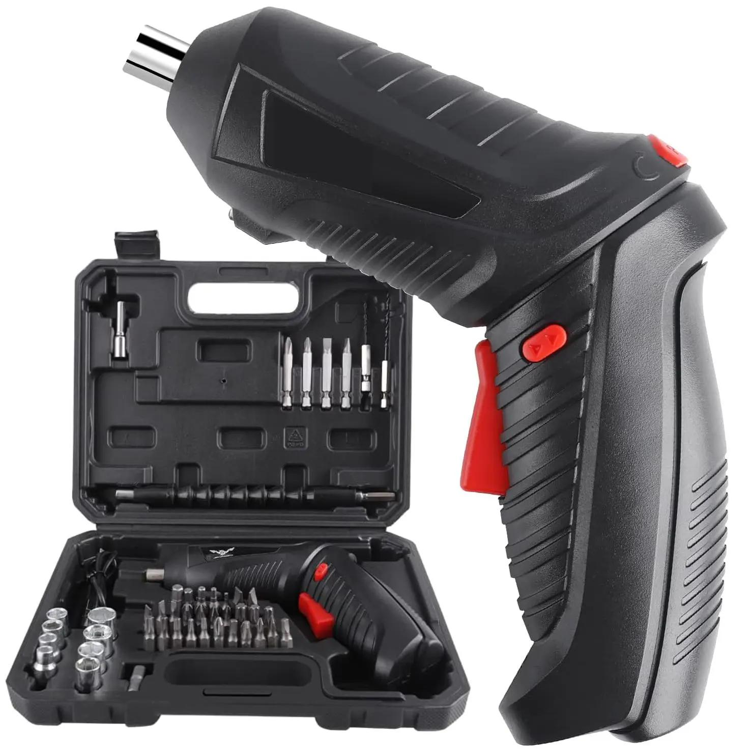 Don Feliz Destornillador Eléctrico Inalámbrico Recargable, Kit de Atornillador Eléctrico sin Cable con Puntas, Vasos y Maletín, Juego de Destornilladores para Bricolaje, Hogar y Reparaciones