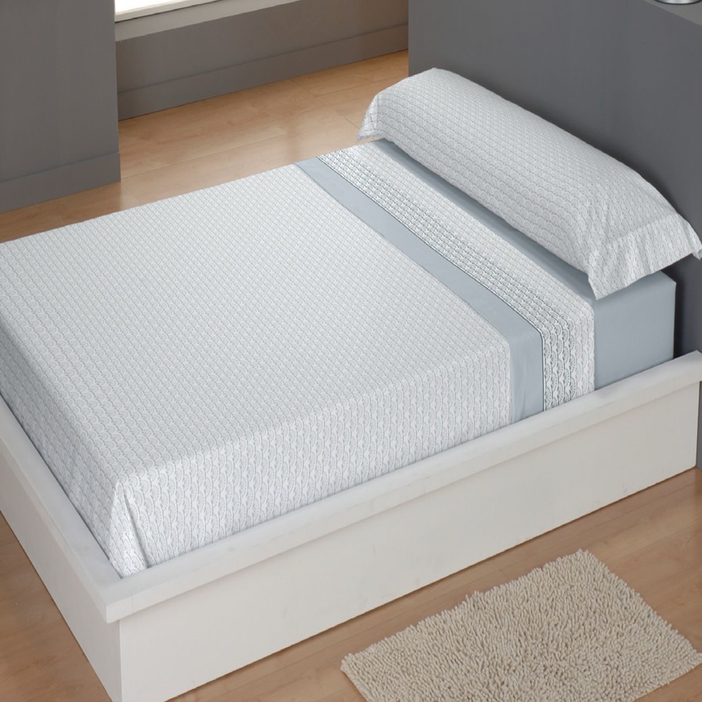 CARPE DIEM Juego de Sábanas de Microfibra Estampada Mod. JENNY Color Azul- Conjunto de Ropa de Cama 3 o 4 Piezas para Cama 90, 105, 135, 150, 150/160 (2 Almohadas)  y 180 cm, Suaves, Transpirables  Válidos para Colchones hasta 28 cm de Grosor