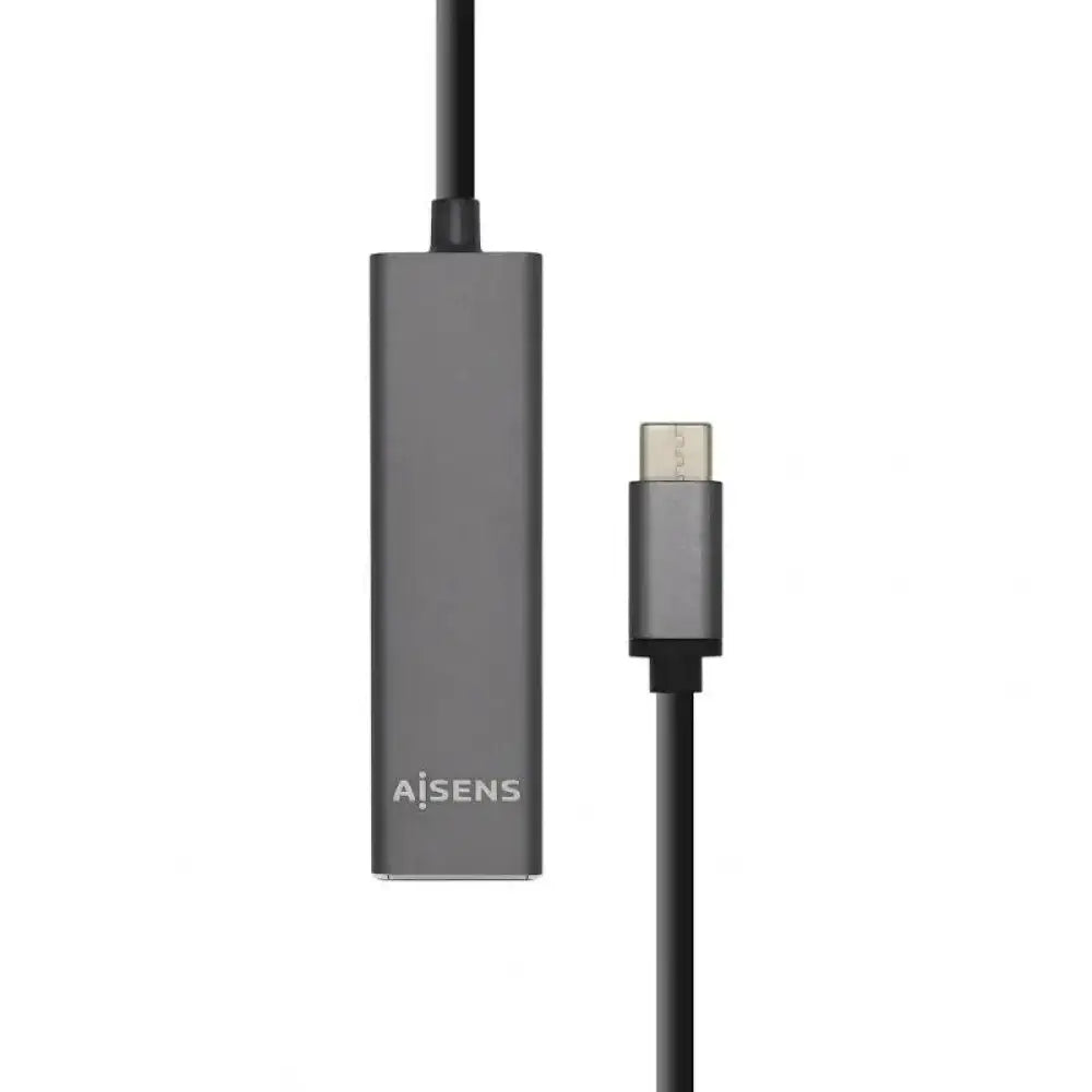 Aisens - Hub USB 3.1 Tipo C a 4x USB 3.1 Tipo A 15 cm gris con protección contra sobrecorriente y velocidad súper rápida de 5 Gbps