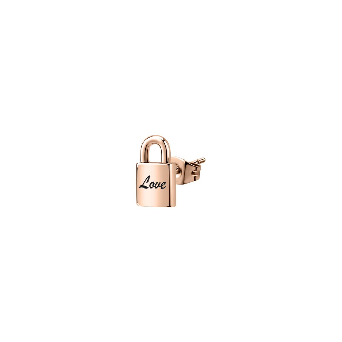 La Petite Story Pendientes Mujer Stud Ear.padlock Rg+love De Acero Dorado Lps02asd04