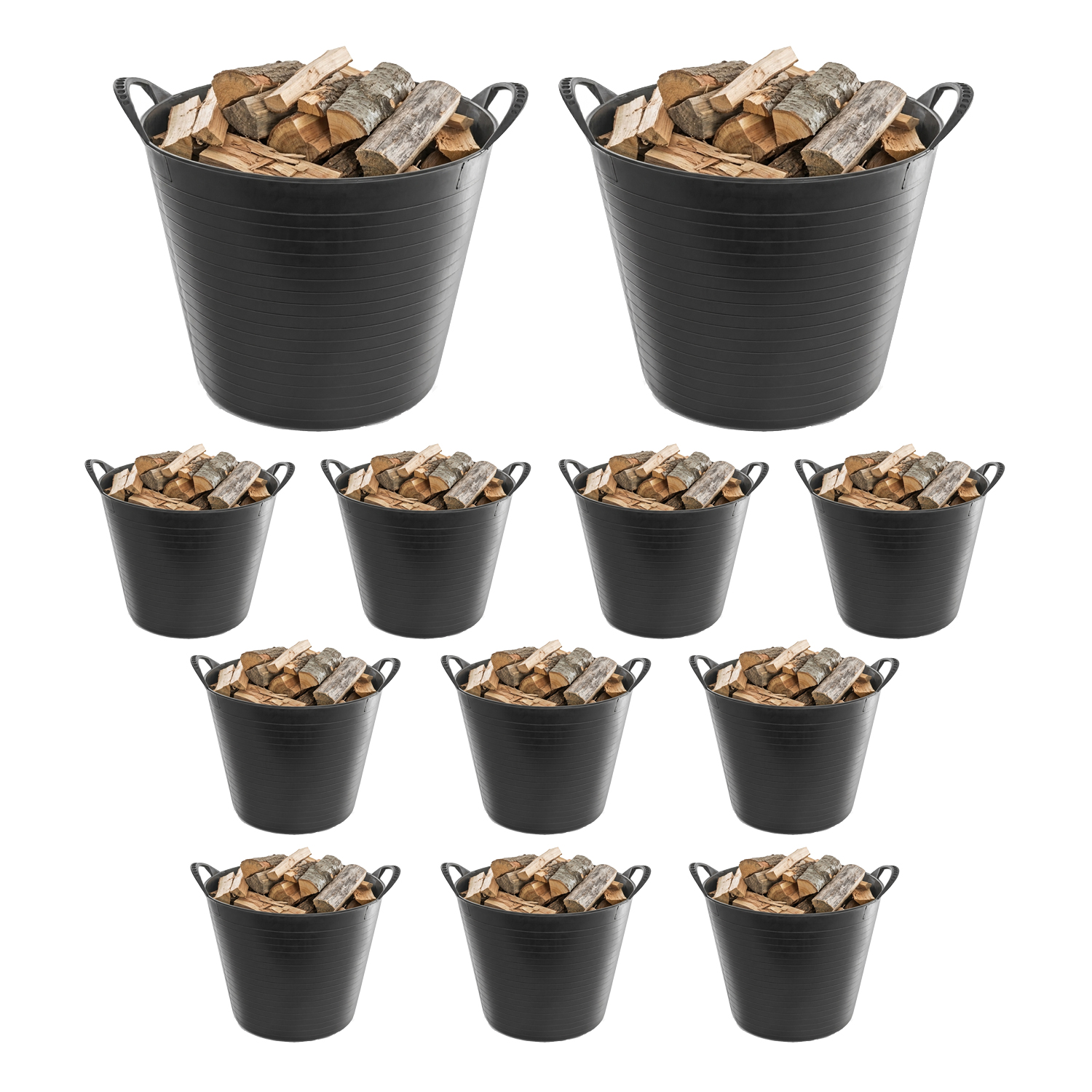 Capazo Agrícola Negro de Polietileno o Poliestireno - Capazo 14, 26 y 42 Litros Flexible y Resistente para Construcción, Jardín, Vendimia y Limpieza | Pack 12 Unidades