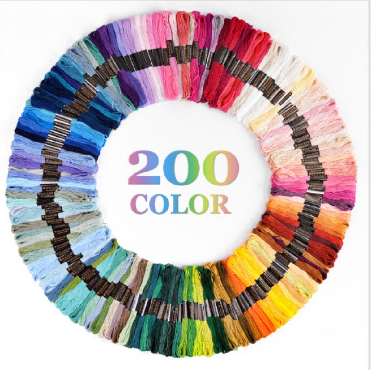 Om Home Juego de 200 colores de hilo de bordar - Hilo de bordar colorido - 8 metros (6 hebras) por madeja - Adecuado para pulseras de la amistad, proyectos de bricolaje, perfecto para adultos y principiantes.