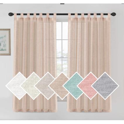 TK Cortinas de Lino para Salón,2 Piezas,Visillo Translúcido, Cortinas with Ojales modernos, Decorativas para Ventana, Habitación y D