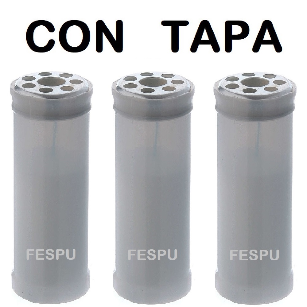 3 Velón TRANSPARENTE BLANCO CON TAPA ANTIVIENTO,165mmX55mm,VELA lumar TRANSPARENTE BLANCO CON TAPA,fespu
