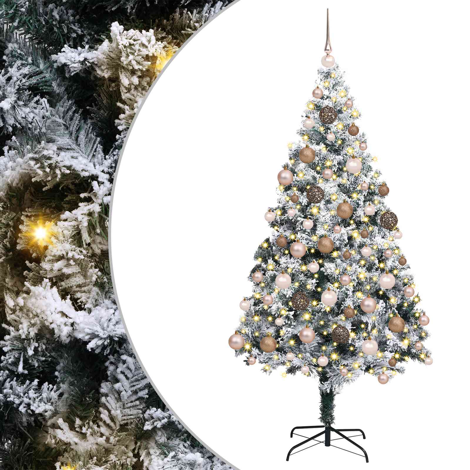 vidaXL Árbol de Navidad artificial con bolas 180 cm PVC y Acero y Plástico