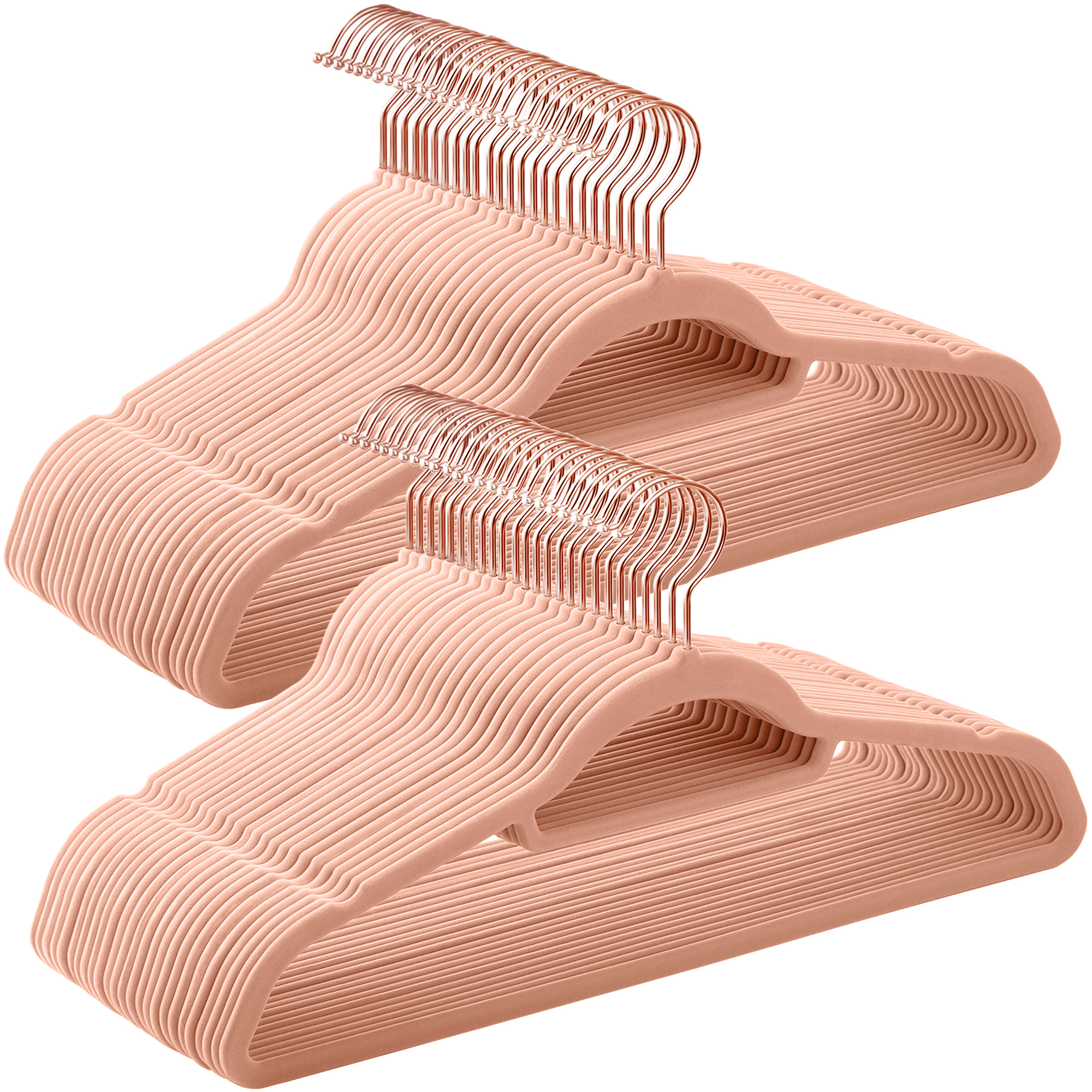 SONGMICS Perchas de Terciopelo, Juego de 50 Perchas para Ropa, Antideslizantes, con Barra de Corbata y Gancho Giratorio de 360°, Ahorro de Espacio, 0.25 Pulgadas de Grosor, 17.15 Pulgadas de Largo,Blano/Marrón Claro/Rosa Claro/Verde Claro/Violeta Claro
