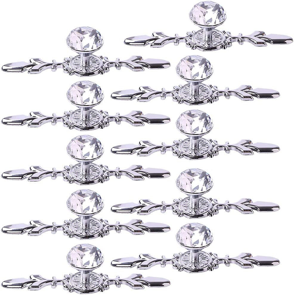 CA Paquete de 10 tiradores de cristal para cajones, 11,9 cm, forma de diamante, para armarios, armarios, herrajes para armarios