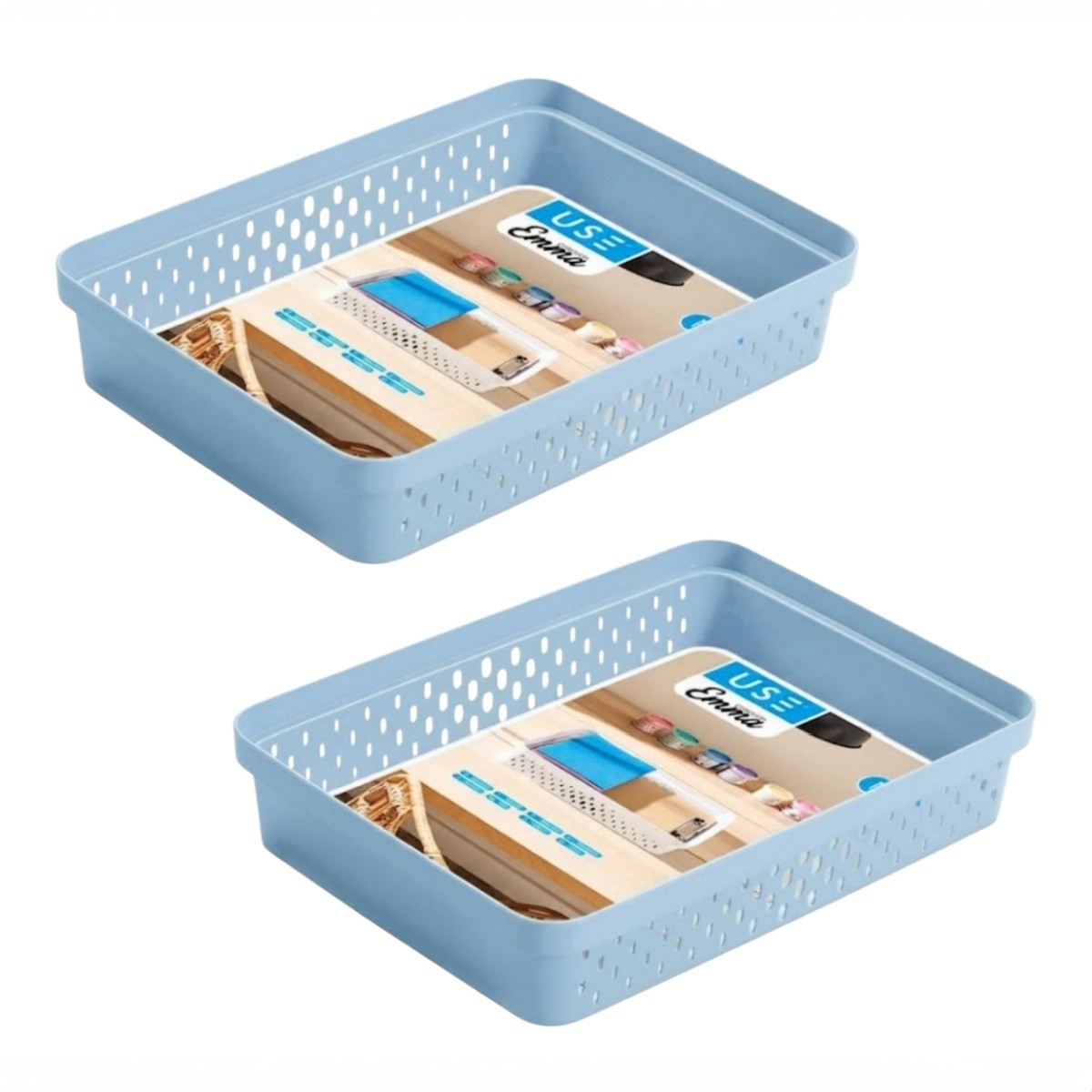 Zylx shopping - Pack de 2 Cestas Organizadoras de Cajones Multiusos - Cajas de Almacenamiento Caladas para Armario, Baño y Cocina (3 Tamaños y 6 Colores)