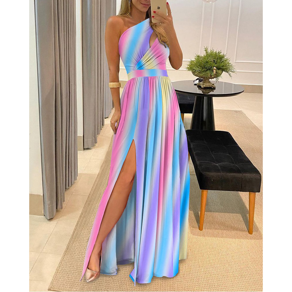 TK Vestido Mujeres 2024 Nuevo Hombre Inclinado Flojo Sin Mangas Cinturón Divide