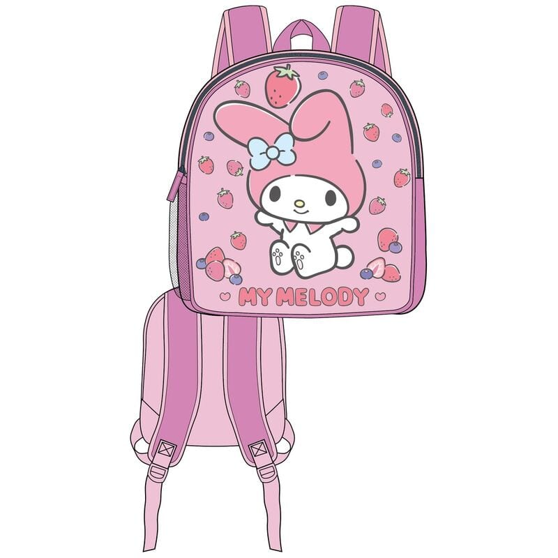 Mochilas 3D Infantiles Sanrio Hello Kitty, My Melody y Kuromi, Relieve Frontal con Diseño Kawaii, Tirantes Ajustables y Asa Superior, Ligeras y Resistentes, para Colegio y Viaje