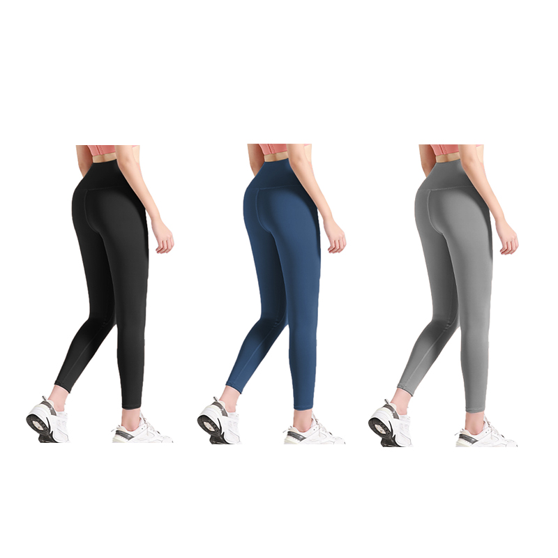 Pack Ahorro 3 piezas FREES COPES Leggings de Yoga, Pantalones de Yoga de Cintura Alta para Mujer, para Ejercicio Ropa Deportiva para Yoga- Negro+Azul+Gris novedad A