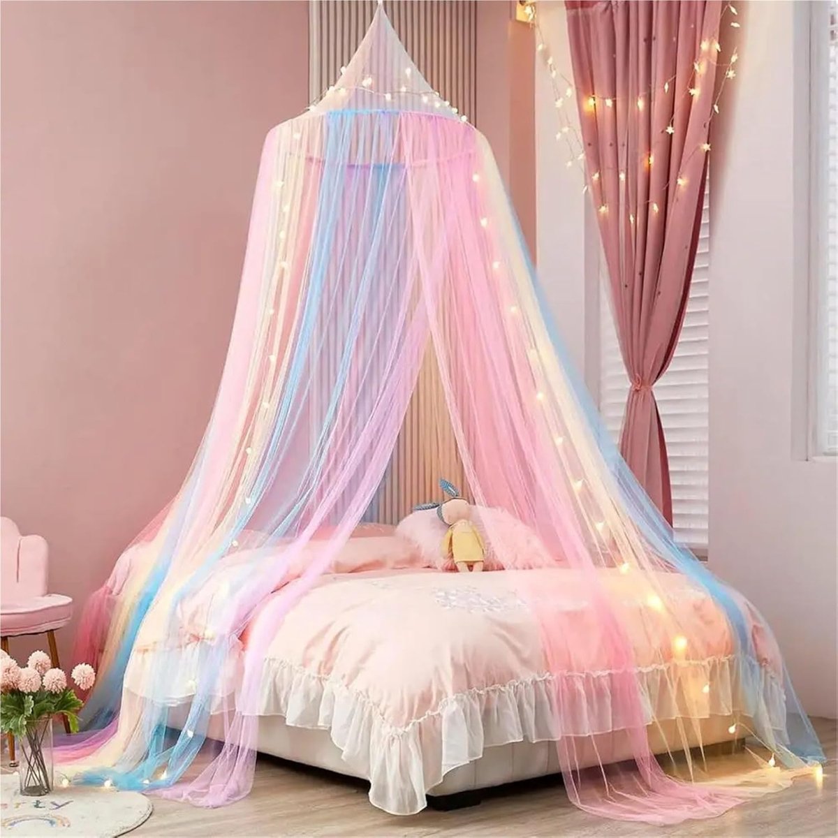 unidad - Mosquitera Rainbow de una puerta - Cortina de cama con dosel Rainbow - Tienda de cama con mosquitera tipo domo - Red de protección para dormir con mosquitera Rainbow - Adecuada para el hogar, dormitorio, tienda de campaña o viajes.