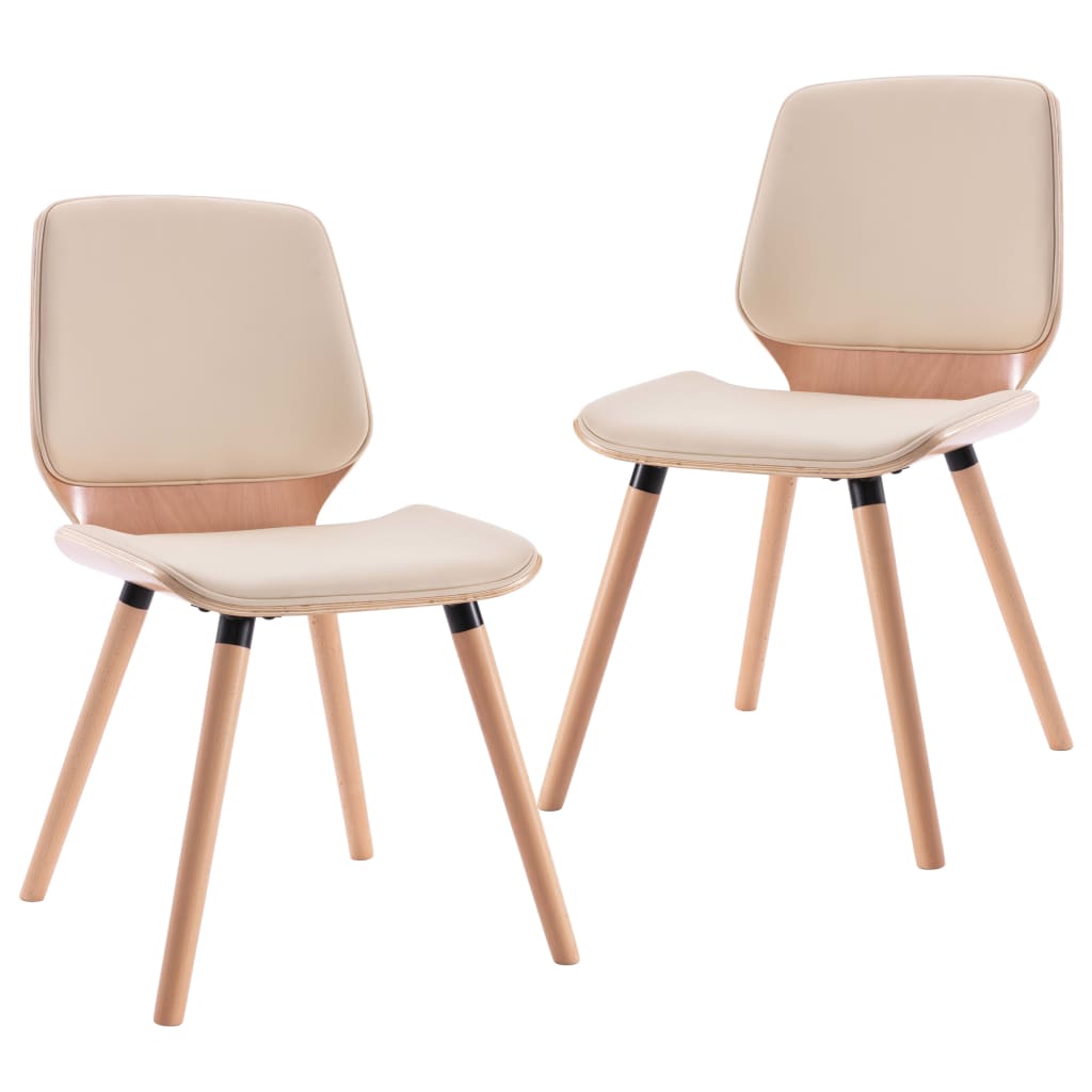 vidaXL Sillas de comedor 2 unidades cuero sintético crema