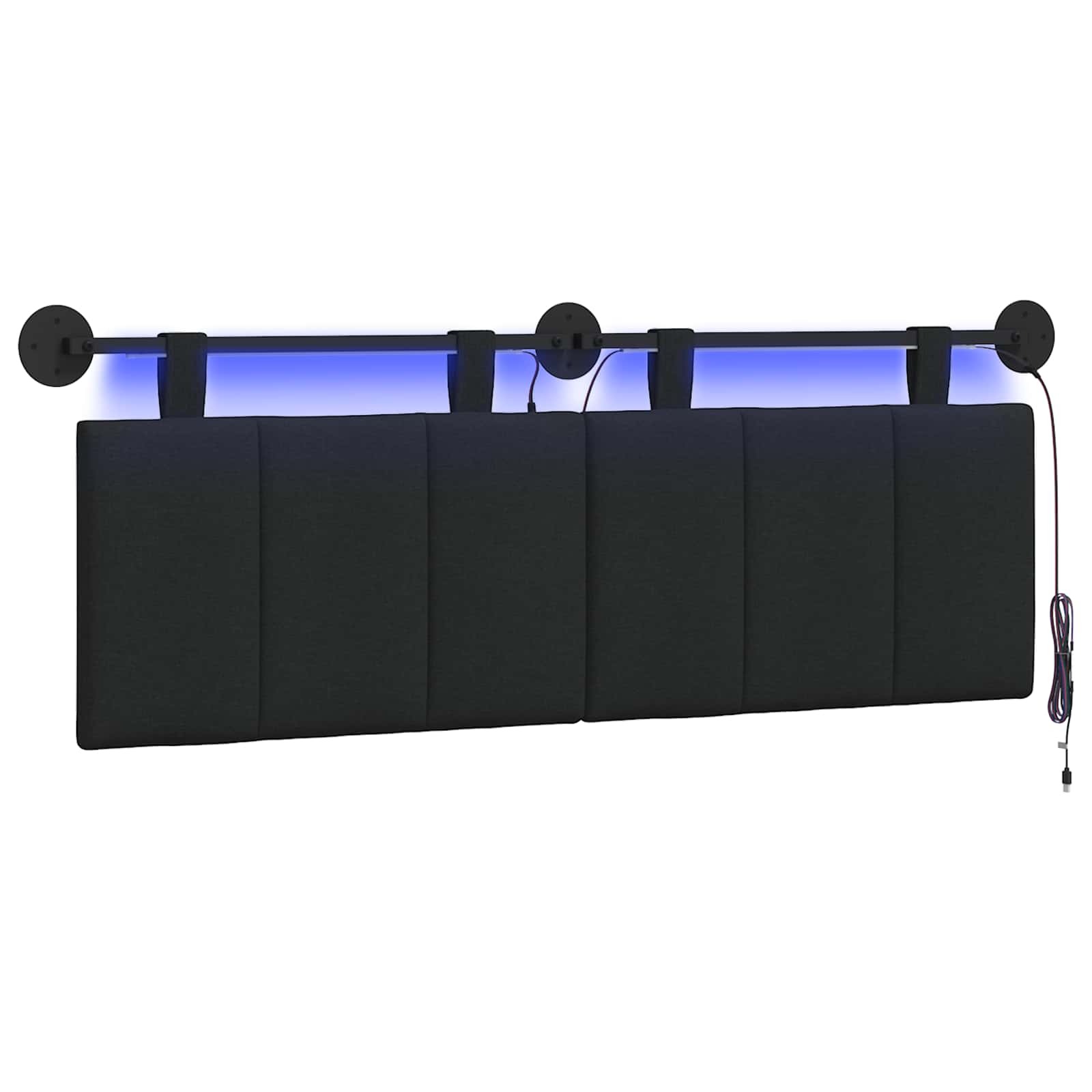 vidaXL Cabecero colgante Con luz LED  Tela 150 x 55 x 5 cm Multicolor