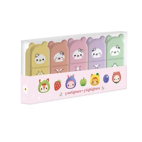 Pack 5 unidades mini resaltadores marcadores kawai Janod