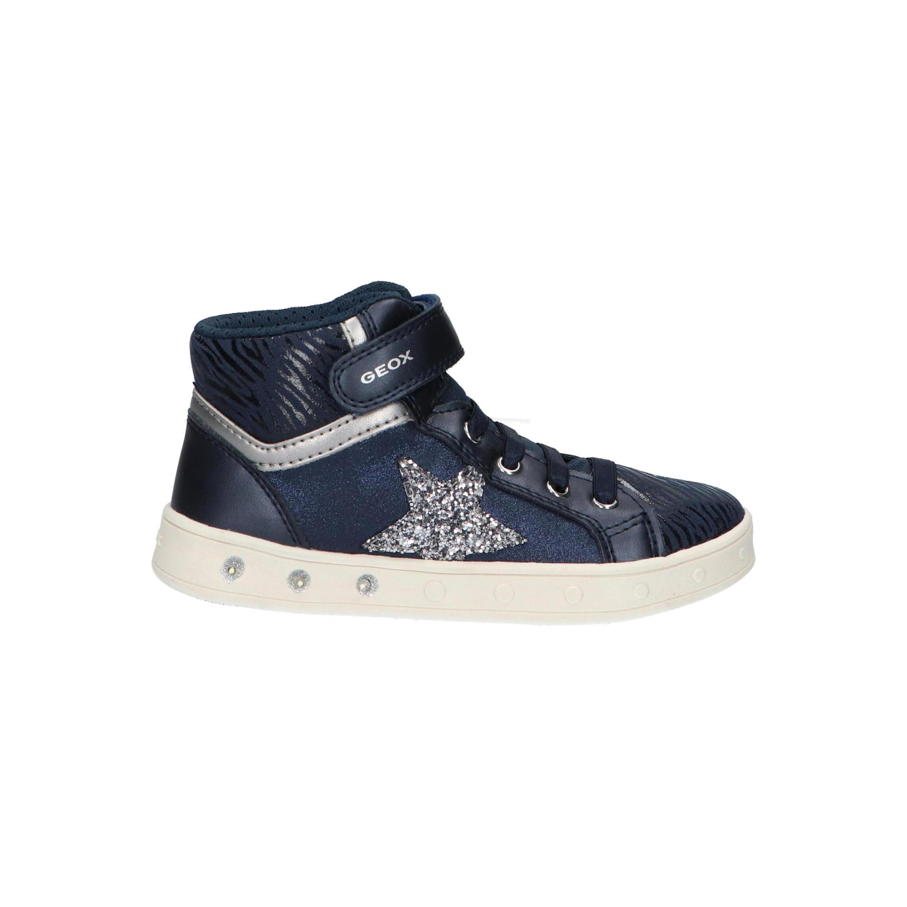 Geox Blue Girl Boots - stylish winter boots made of synthetic leather in blue with textile lining, rubber sole, and adjustable lace-up closure, perfect for autumn-winter; comfortable girl's winter boots for every adventure.